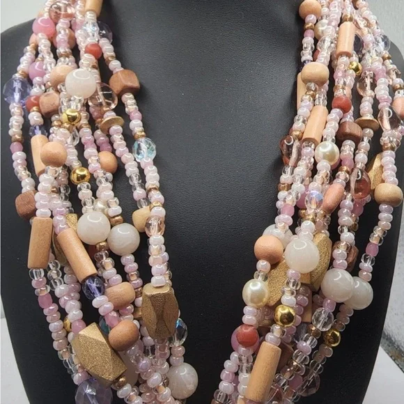 🔴SOLD🔴FIRM Joan Rivers Pink Multi-Strand Torsade Necklace lot#11 - Picture 4 of 7